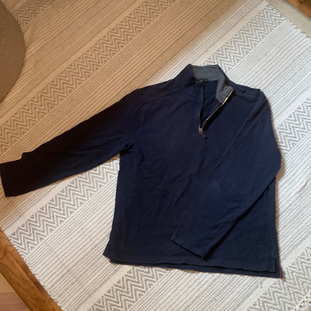 J crew men’s half zip sweat shirt navy with gray trim M